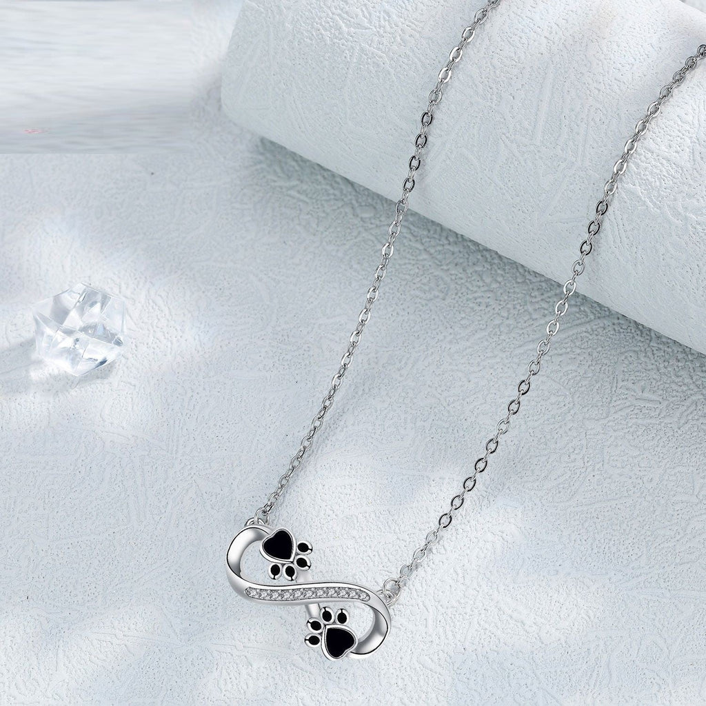 Collier Infinity Pawsavtryck z Kamieniami Zirconia