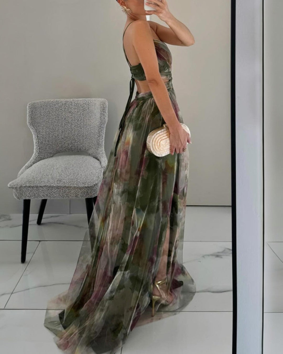 Giselle | Urokliwa Maxi-Sukienka z Kwiatowym Wzorem