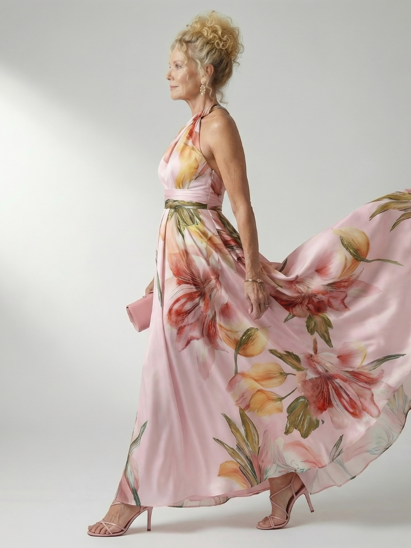 Amiel | Sukienka maxi w jasne, kwiatowe wzory