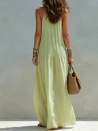 LIVIA | Maxi Sukienka Boho Zielona Pistacja