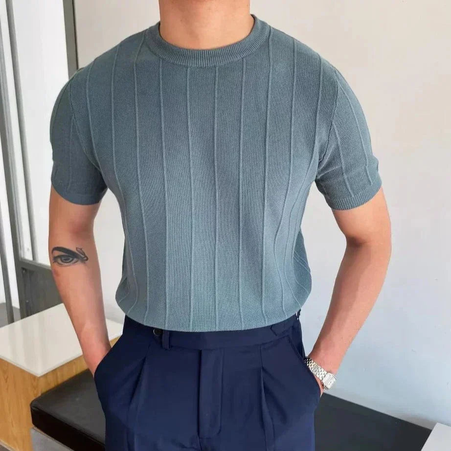 T-shirt prążkowany Cannes