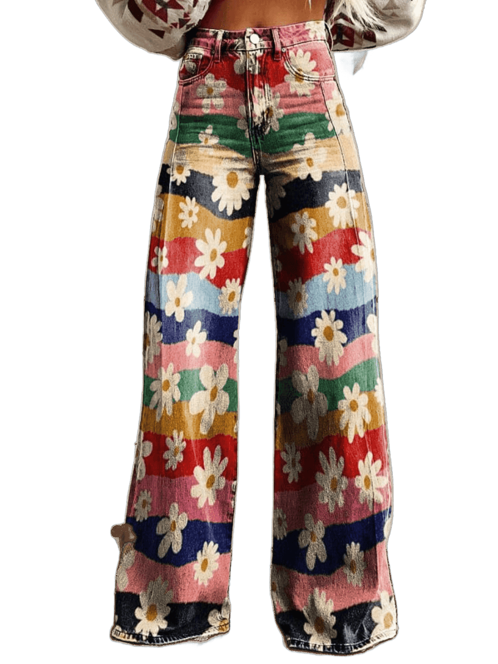 Léon - Eleganckie Spodnie w Kwiatowy Wzór
