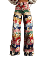 Léon - Eleganckie Spodnie w Kwiatowy Wzór