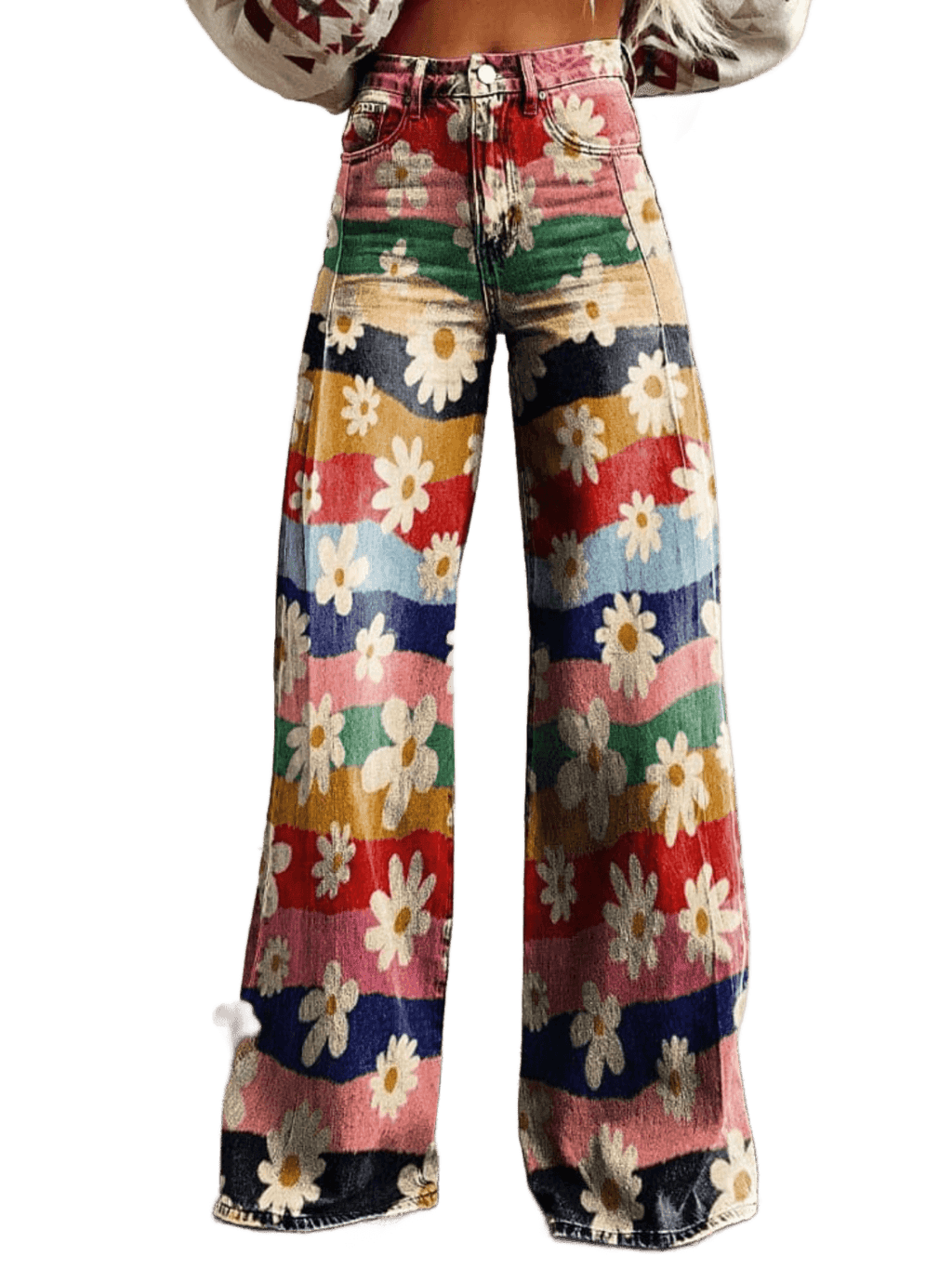 Léon - Eleganckie Spodnie w Kwiatowy Wzór
