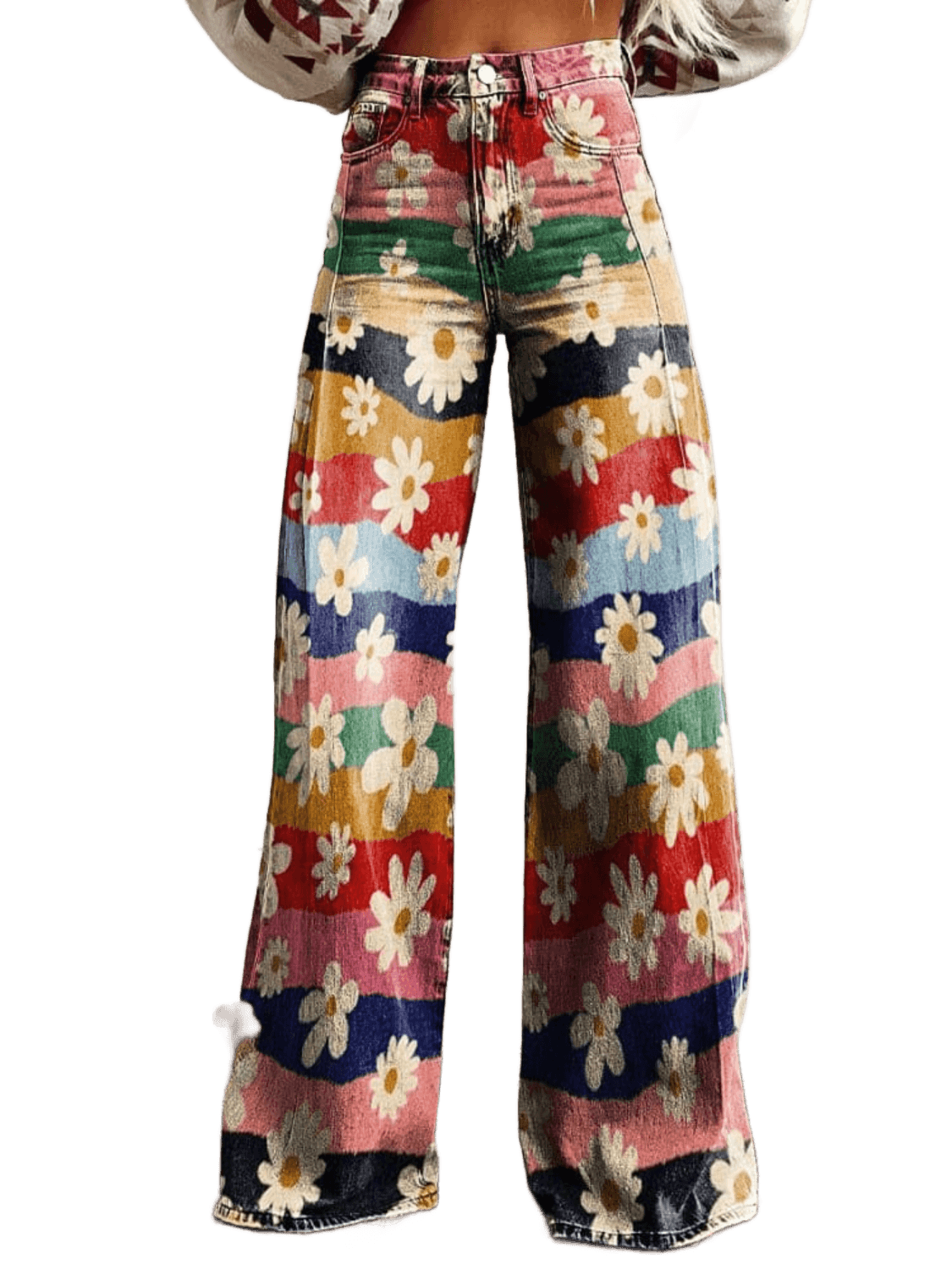 Léon - Eleganckie Spodnie w Kwiatowy Wzór