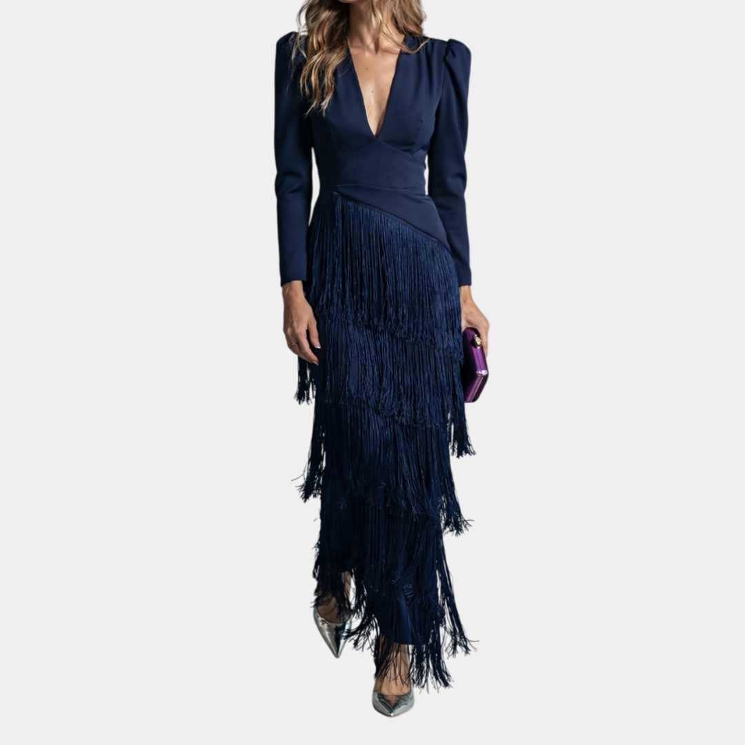 Eulalie | Elegancka sukienka midi z frędzlami