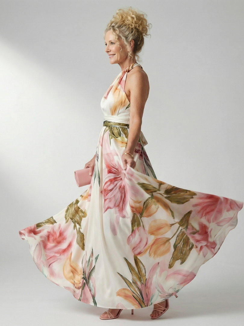 Amiel | Sukienka maxi w jasne, kwiatowe wzory