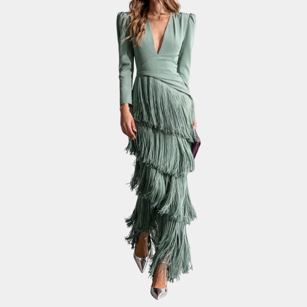 Eulalie | Elegancka sukienka midi z frędzlami