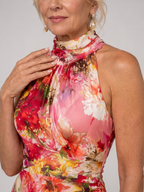 Elisabetta | Sukienka maxi z dekoltem halter i kwiatowym wzorem