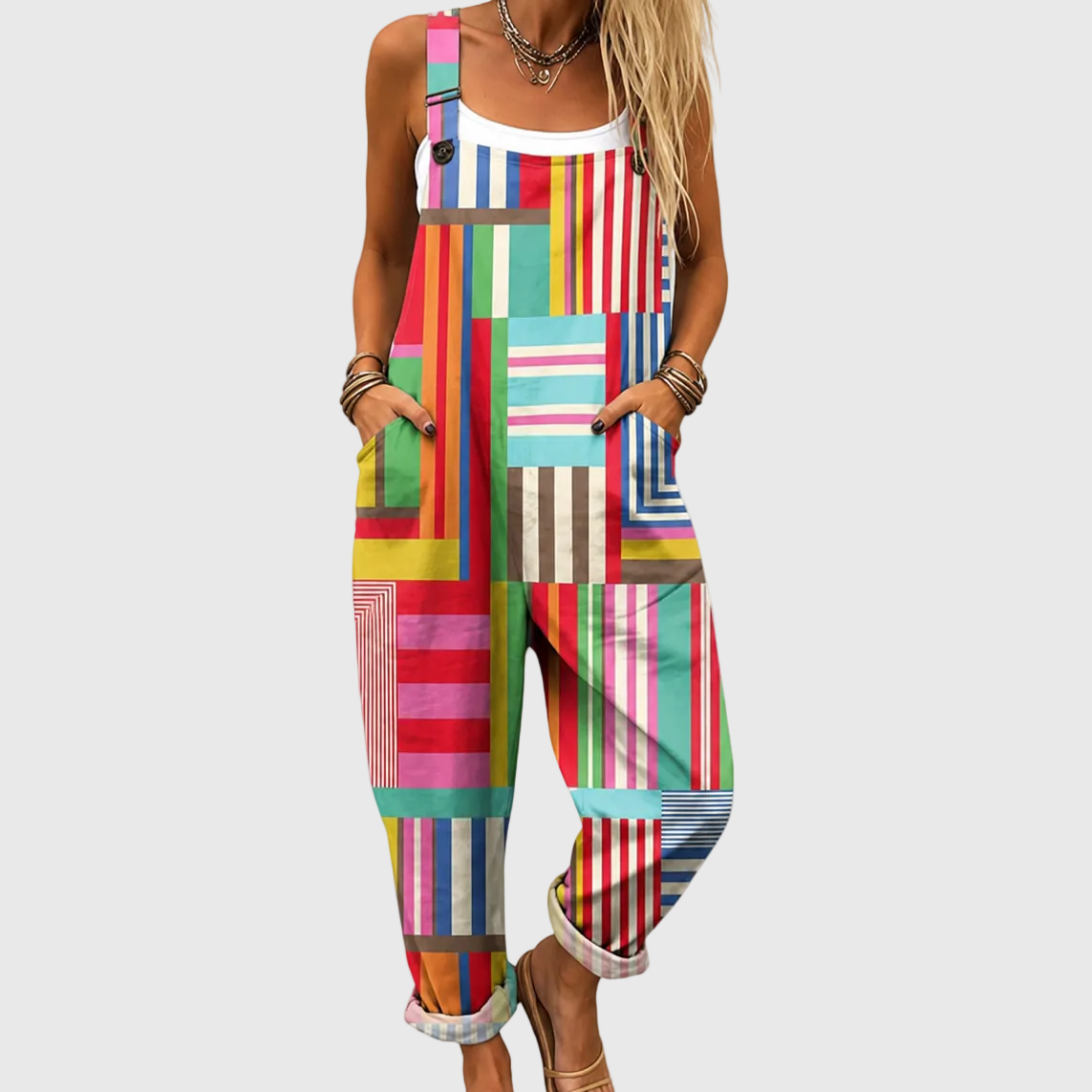 Salopette Patchwork Kolorowe Komfort