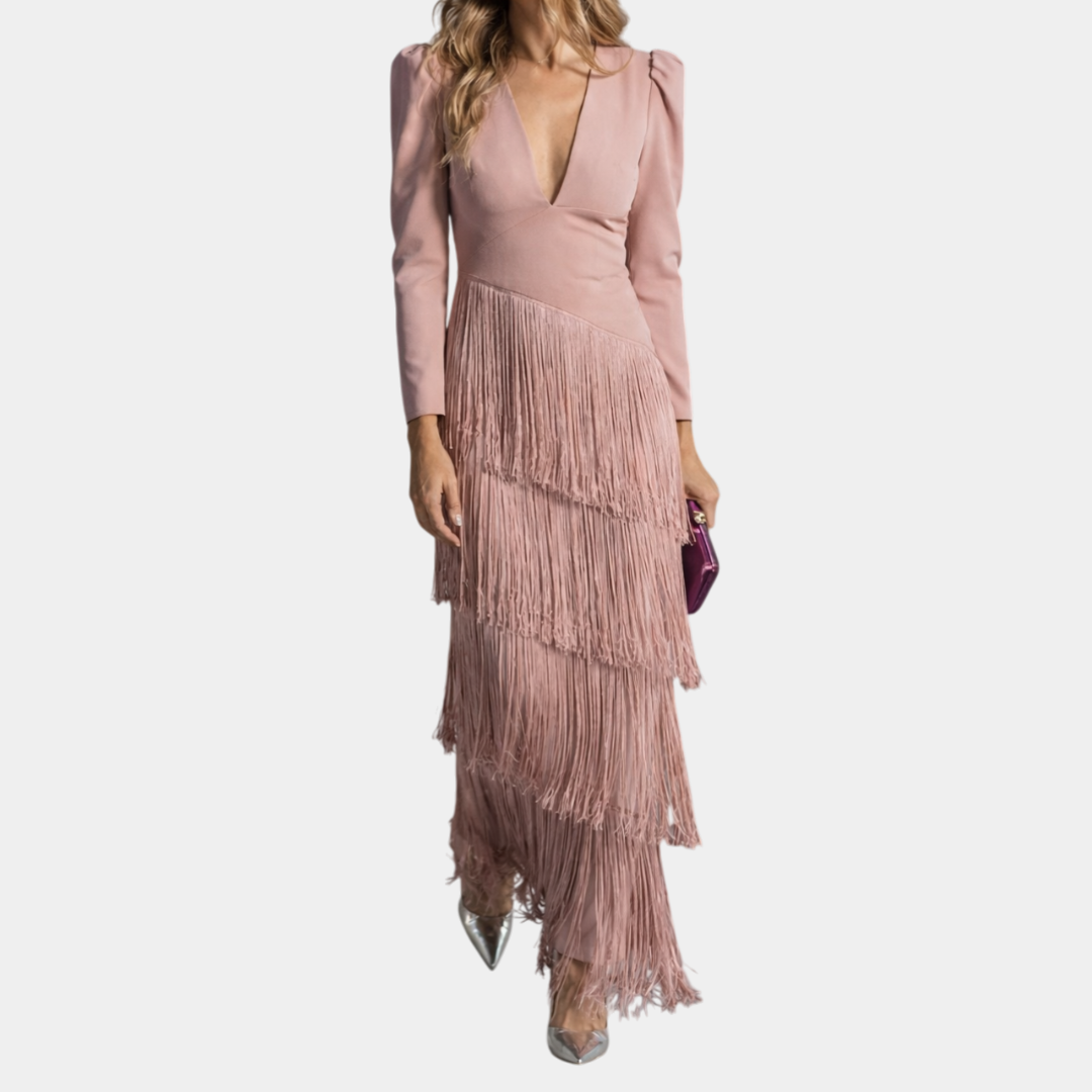 Eulalie | Elegancka sukienka midi z frędzlami