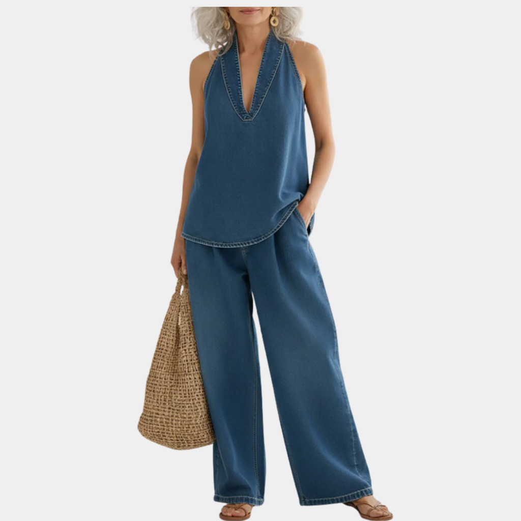 Dwuczęściowy zestaw Ivy | Vintage Washed Soft Denim Look