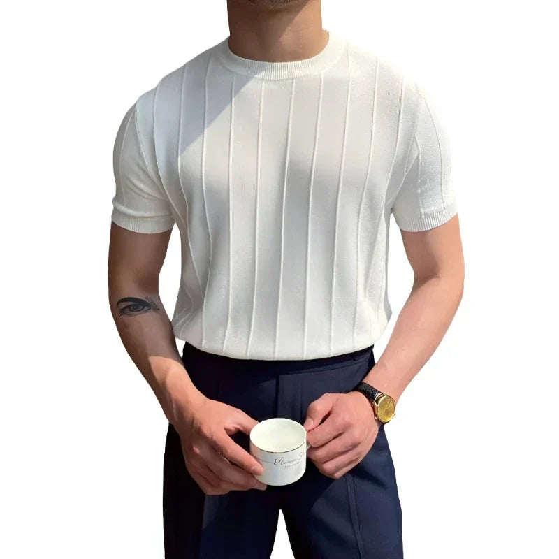 T-shirt prążkowany Cannes