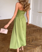 Liora | Elegancka Sukienka Midi Bez Ramiączek