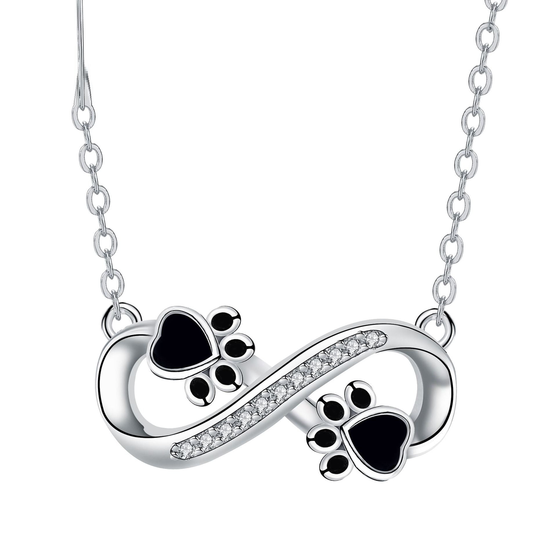 Collier Infinity Pawsavtryck z Kamieniami Zirconia