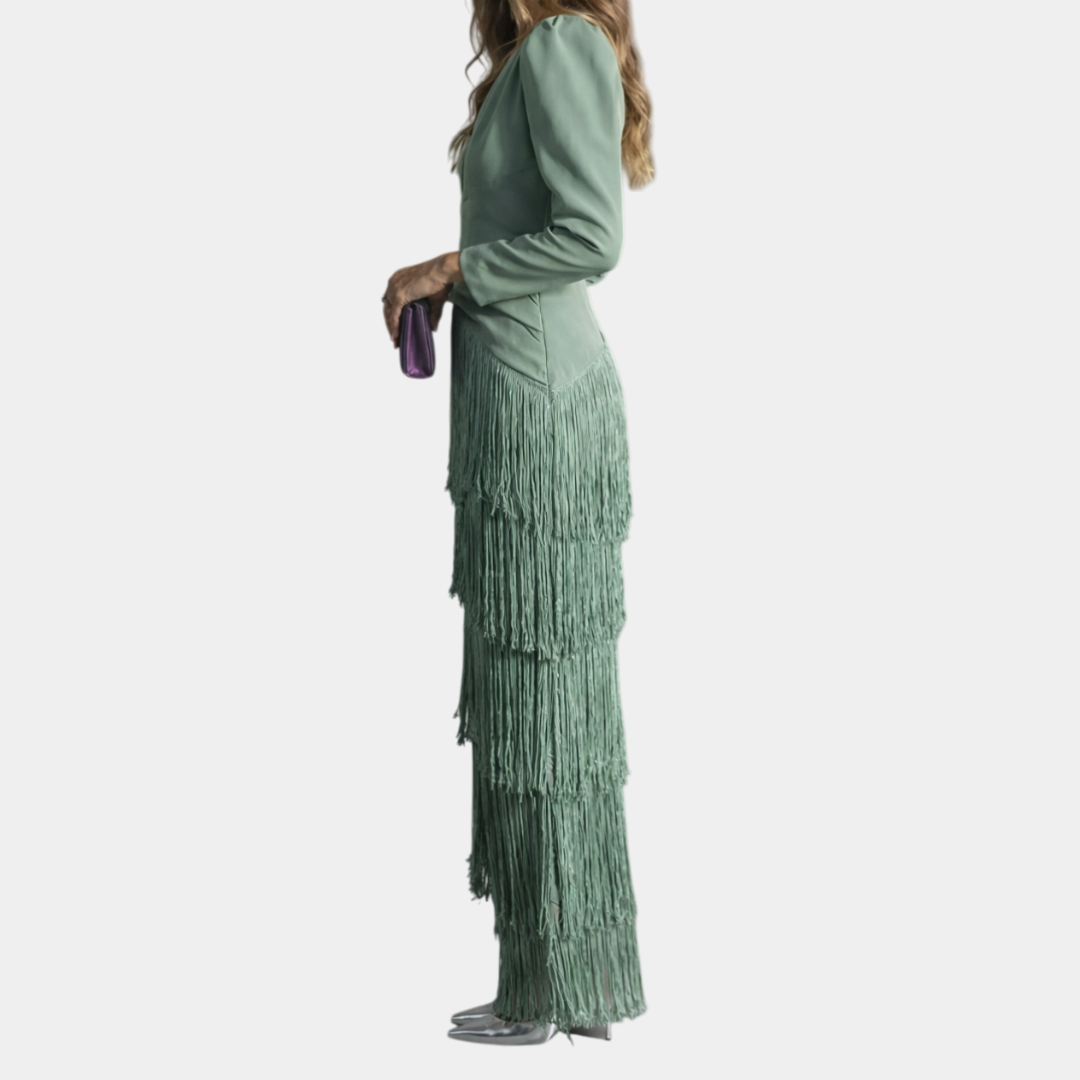 Eulalie | Elegancka sukienka midi z frędzlami