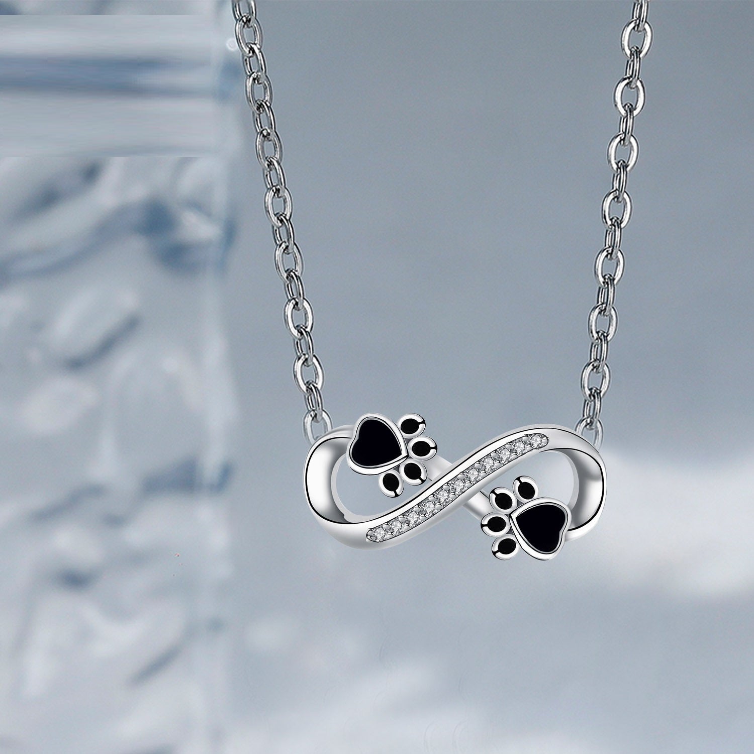 Collier Infinity Pawsavtryck z Kamieniami Zirconia