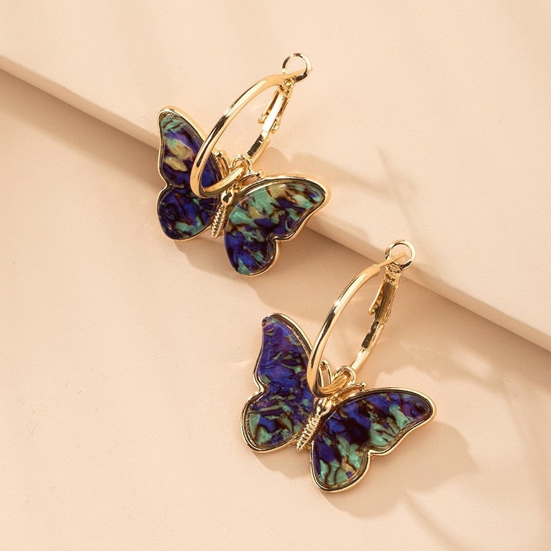 Kolczyki Koła z Wielokolorowymi Motylkami