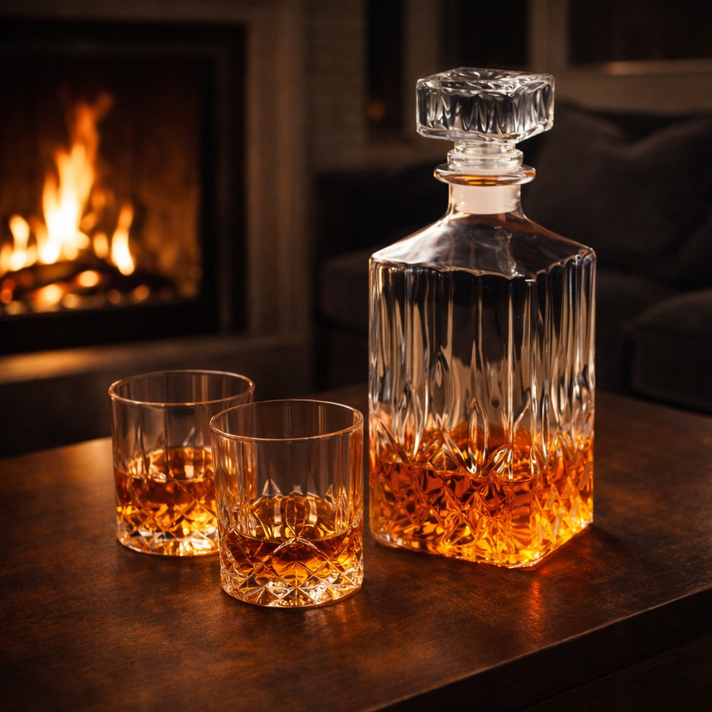 Szklanki do whisky - Zestaw butelek i szklanek