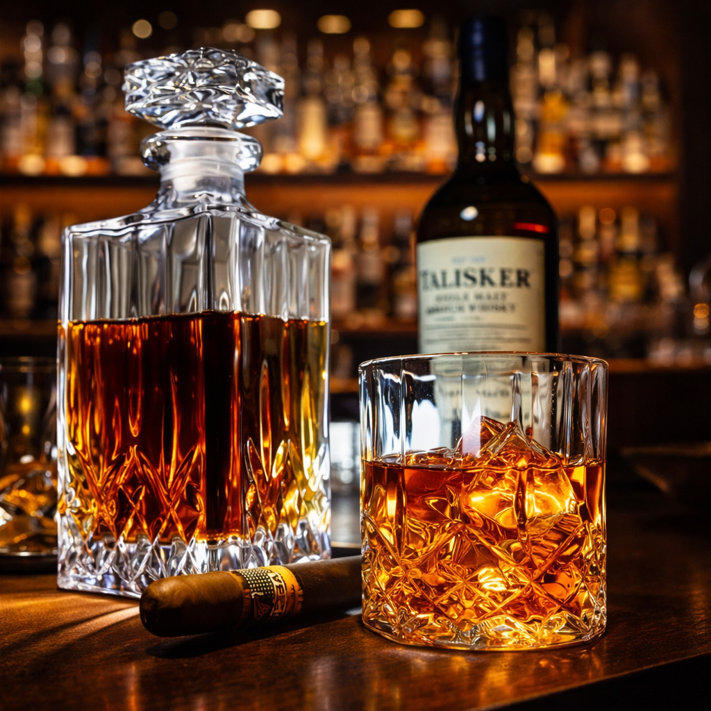 Szklanki do whisky - Zestaw butelek i szklanek