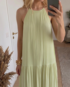 LIVIA | Maxi Sukienka Boho Zielona Pistacja