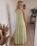 LIVIA | Maxi Sukienka Boho Zielona Pistacja