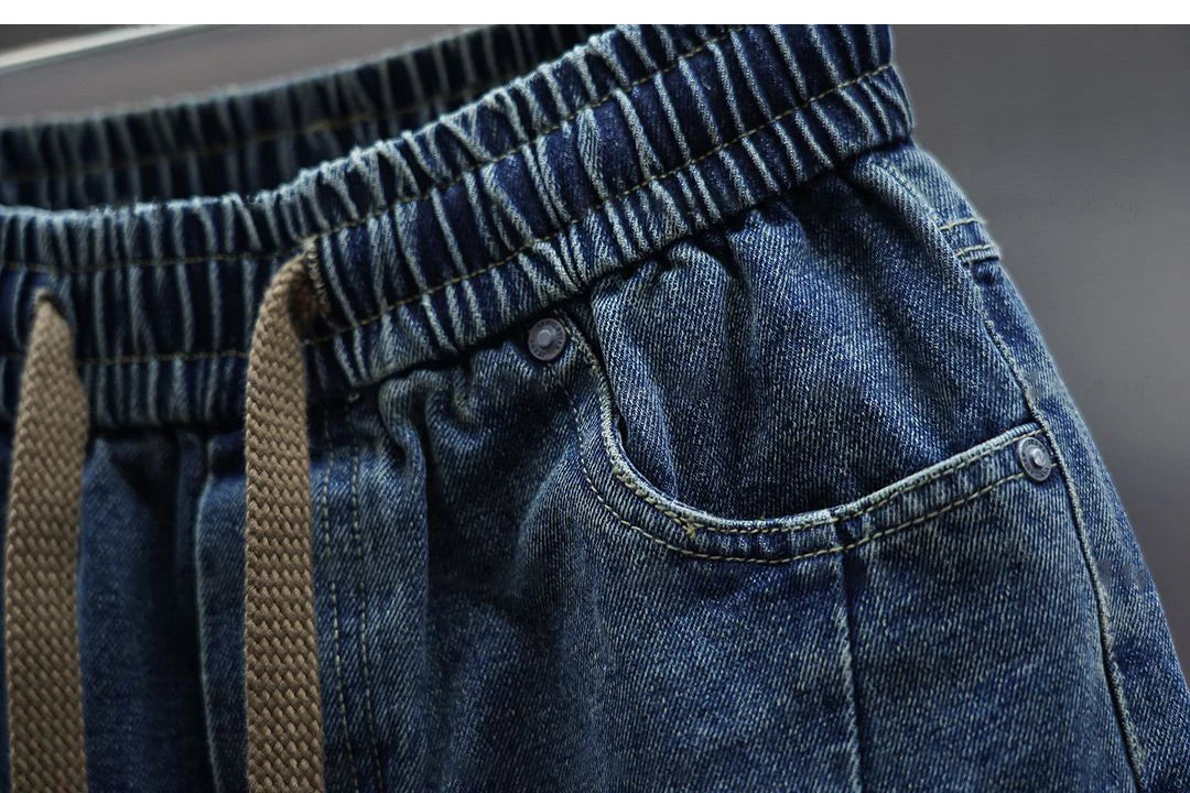 Laurent™ | Spodnie Baggy z Dżinsu z Pasem