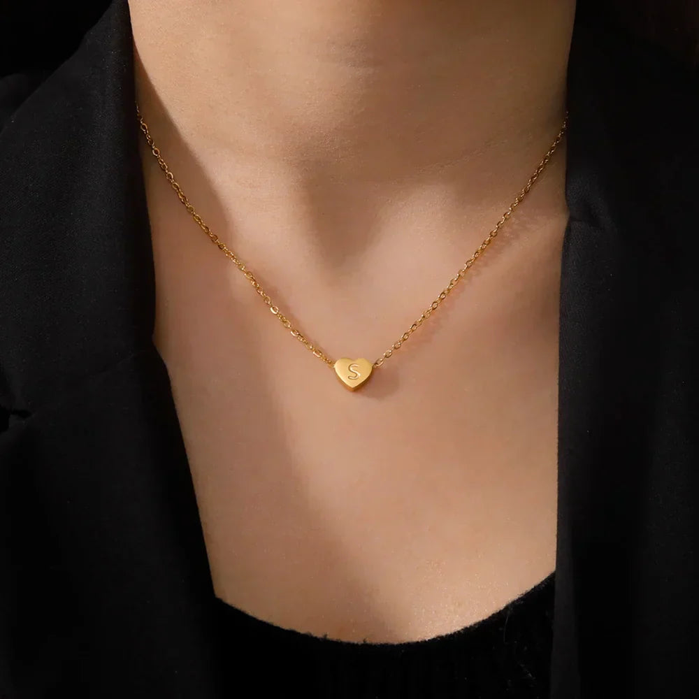 Naszyjnik Choker z Inicjałem Tidlös z Sercem