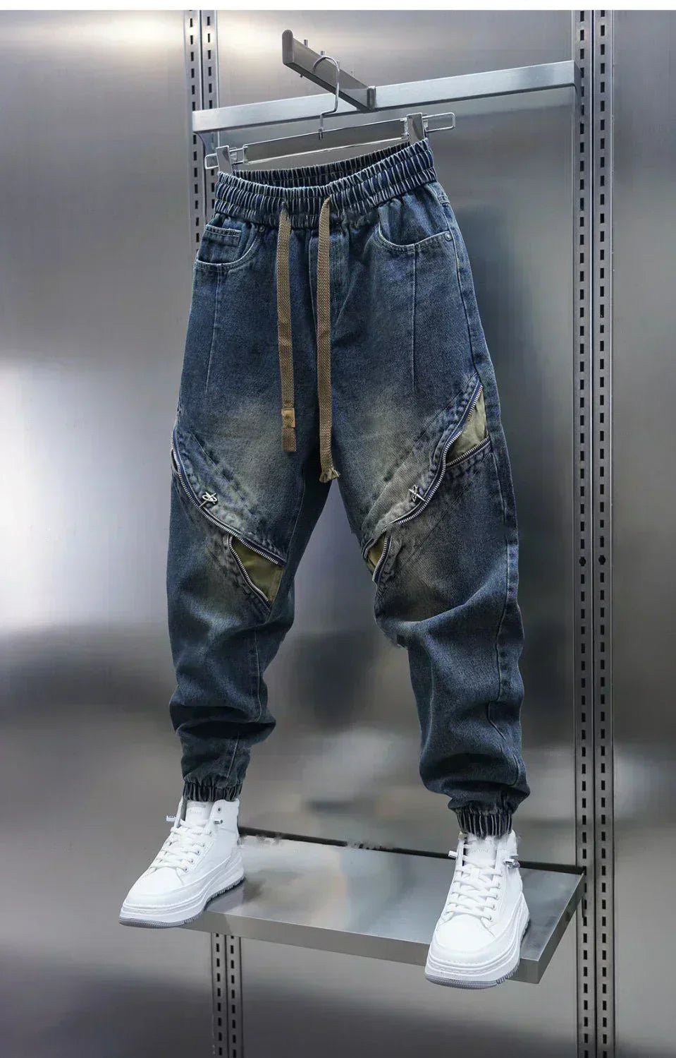 Laurent™ | Spodnie Baggy z Dżinsu z Pasem