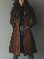 Sienna | Elegancki Trench ze Skóry Zamszowej