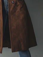 Sienna | Elegancki Trench ze Skóry Zamszowej