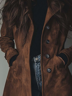 Sienna | Elegancki Trench ze Skóry Zamszowej