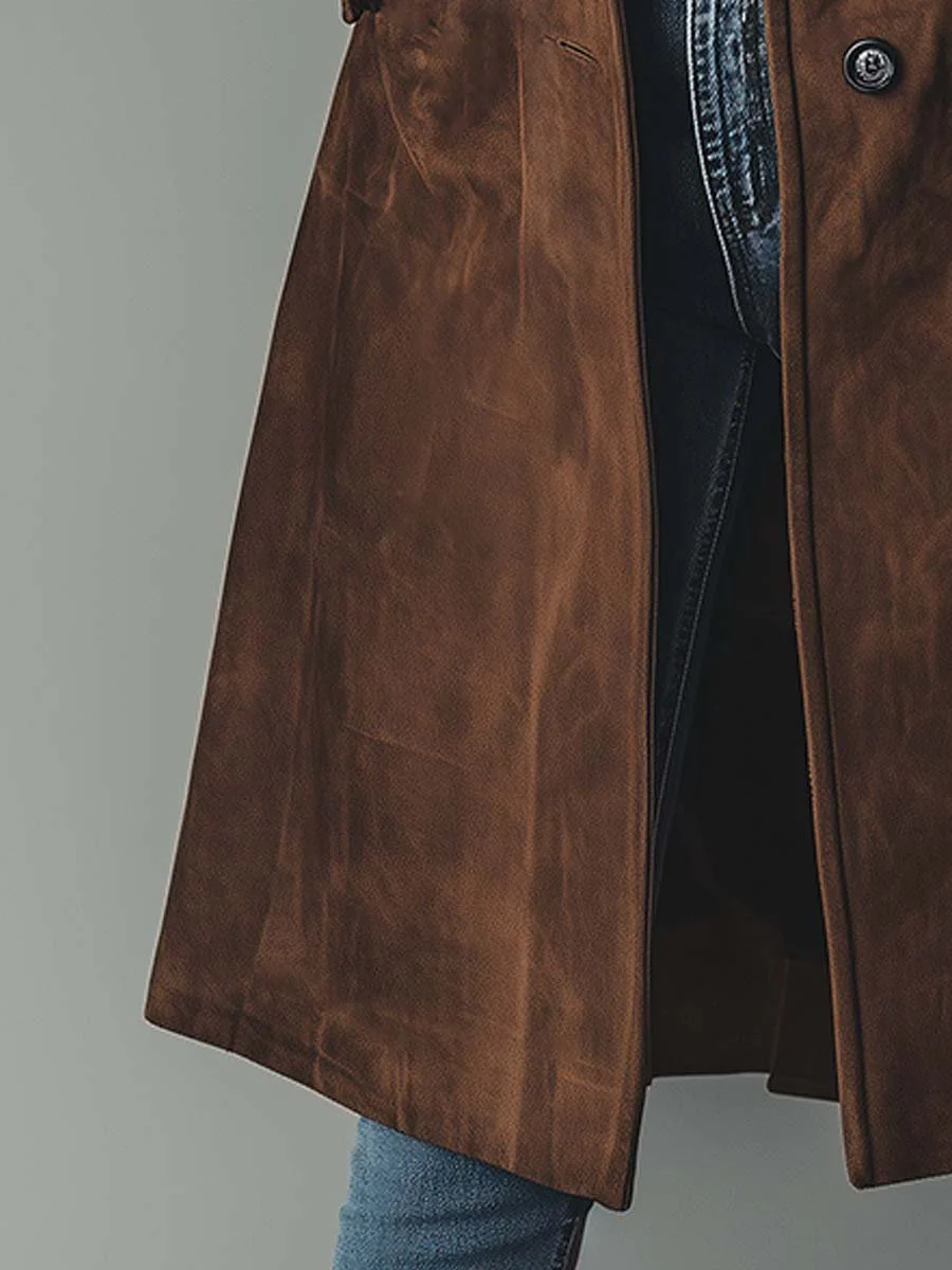 Sienna | Elegancki Trench ze Skóry Zamszowej