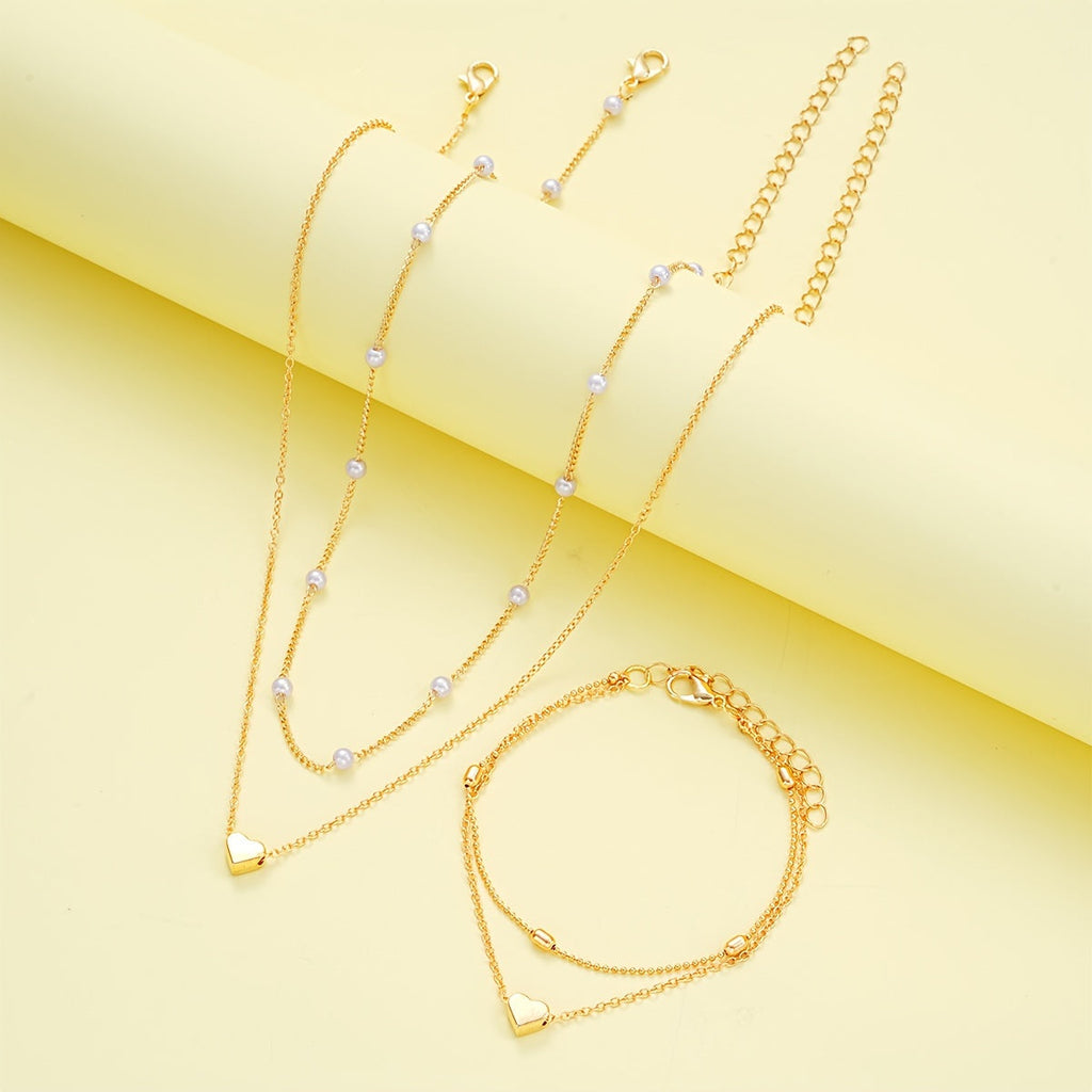 Zestaw Minimalistycznej Eleganckiej Biżuterii - Naszyjnik i Bransoletka