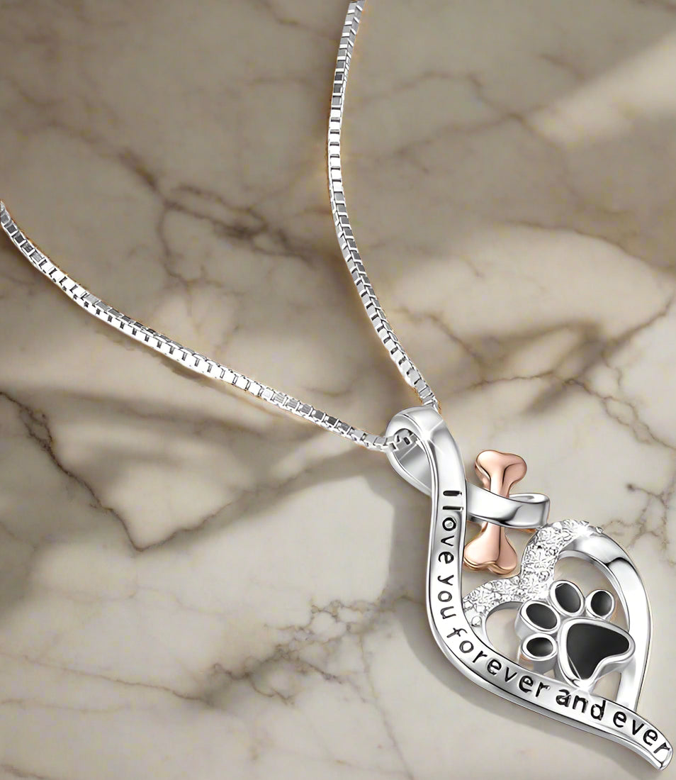 Collier Lycklig Tass z Sercem, Kością i Symbolem Nieskończoności