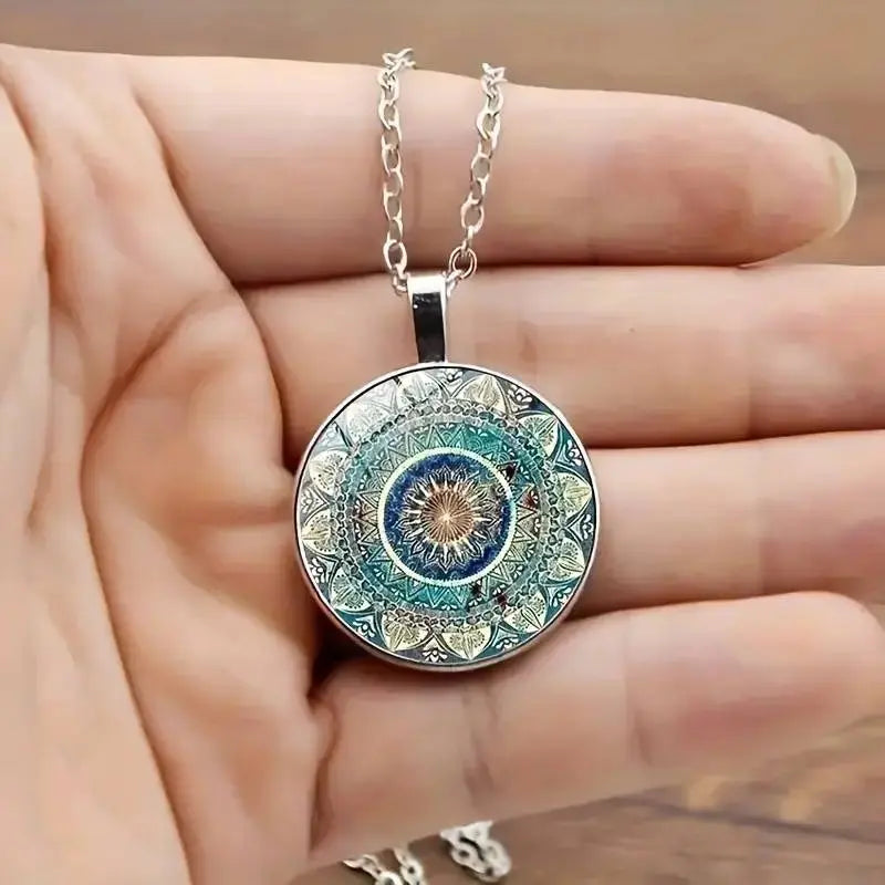 Naszyjnik Mandala Niebieski Chic Rundad