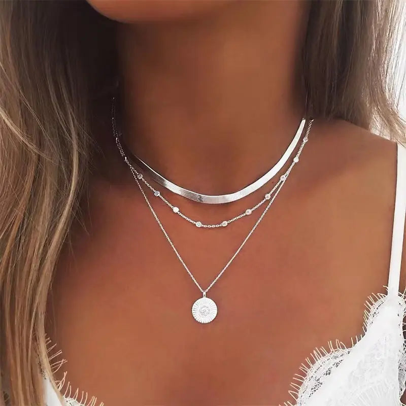 Srebrny Choker Lagerad z Wisiorkiem - Zestaw Naszyjników