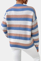 Camille | Sweter Oversized z Okrągłym Dekoltem i Paskami