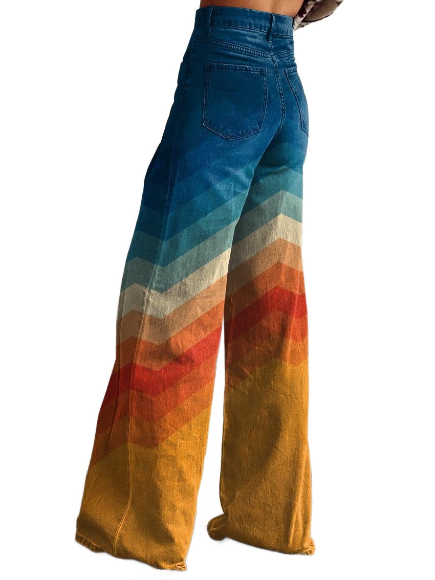 Léa - Eleganckie Retro Spodnie Zigzag