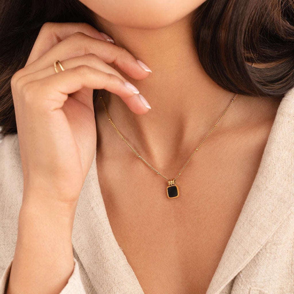 Coralie | Elegancka Czarna Kolia Pendentif Chic de Minuit