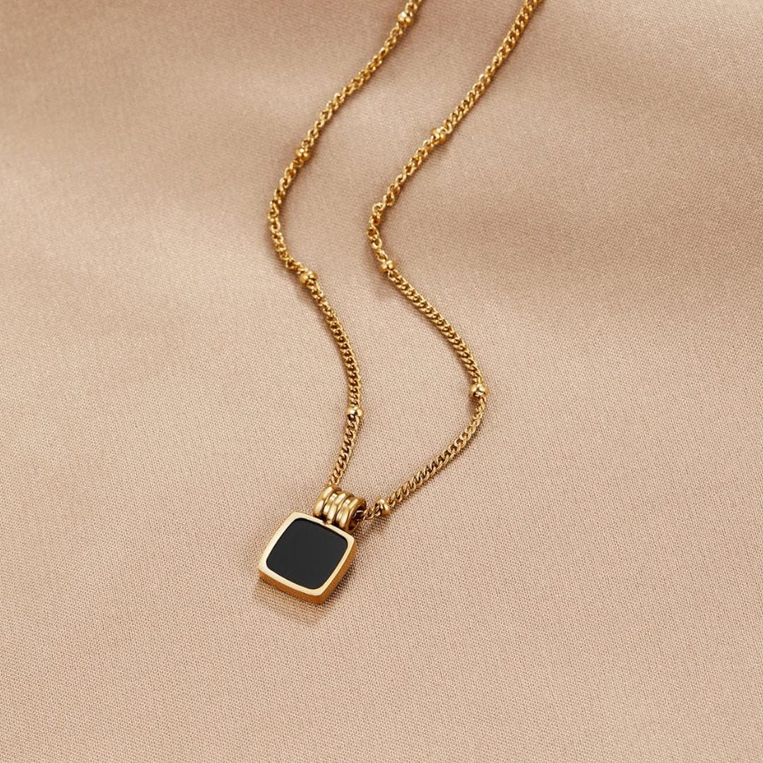 Coralie | Elegancka Czarna Kolia Pendentif Chic de Minuit