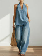 Dwuczęściowy zestaw Ivy | Vintage Washed Soft Denim Look