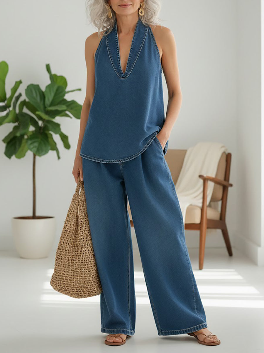 Dwuczęściowy zestaw Ivy | Vintage Washed Soft Denim Look