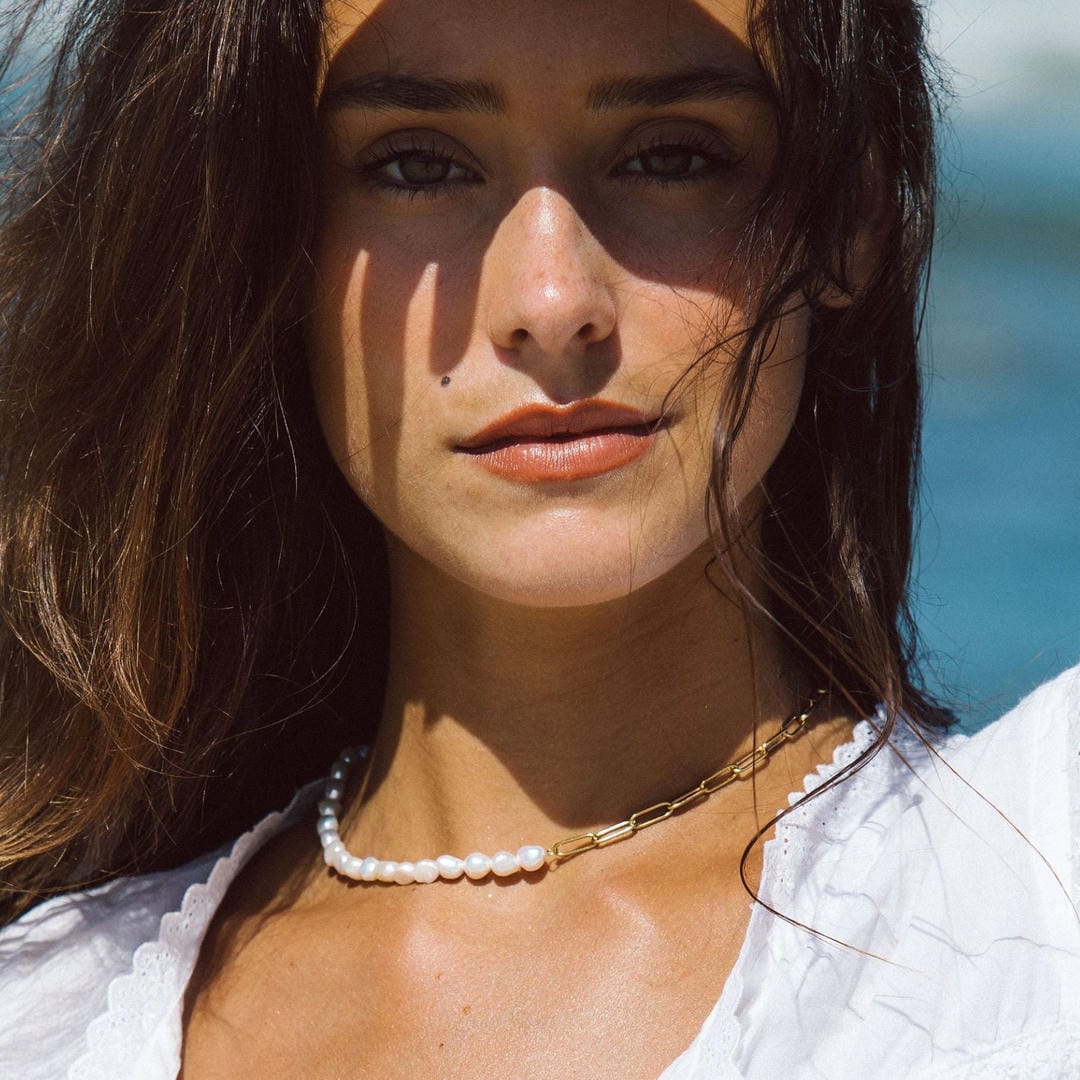 Coline | Złoty naszyjnik z perłami